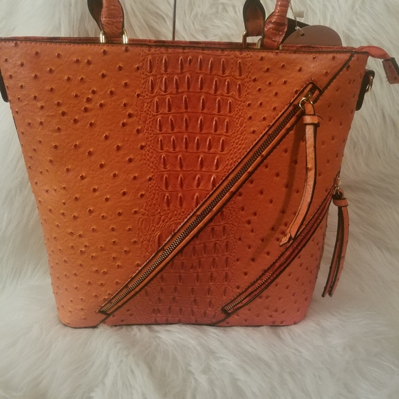 ORANGE CLASSIC EMBOSSED TOTE SET - Picture 3 of 7